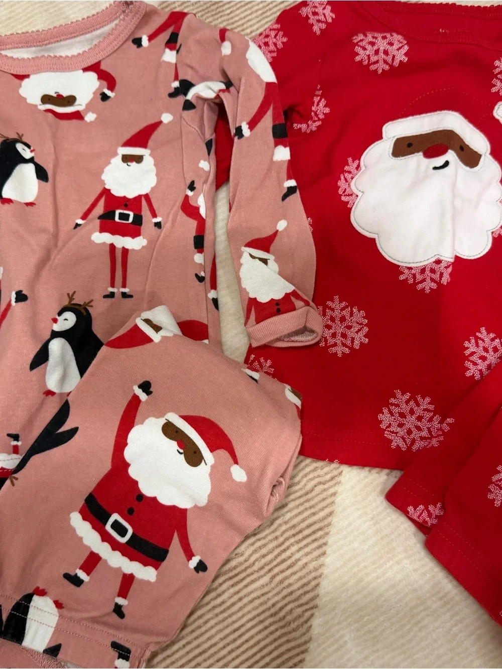 Carter's Santa & Penguin Two-Piece Pajama Set - Pink & Red